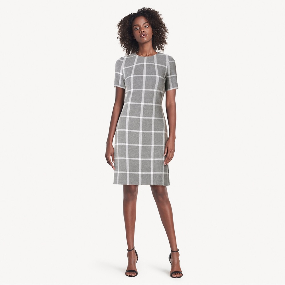 Tommy Hilfiger Gray Window Pane Shift Dress 10